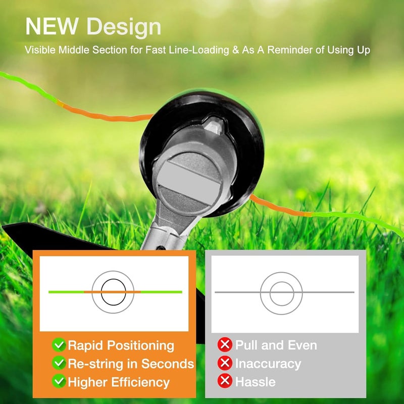Quintillus 2-Pack 095 Trimmer Line Heavy Duty, Professional Twisted Weed Wacker String for Gas and Electric Grass Trimmer and Brushcutters, Pre-Cut Dual Color 3-section Fast-positioning Twisted Trimmer Line 14FT - Image 2